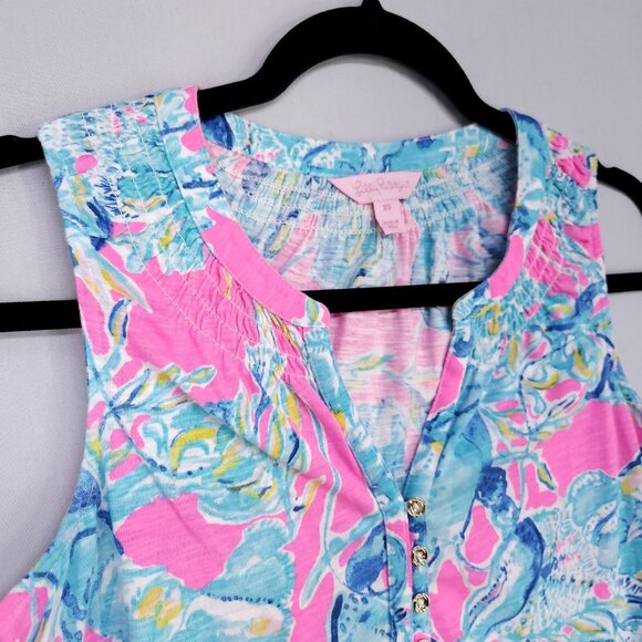 Lilly Pulitzer Tank Top Womens XS Essie Lobsters Beach Colorful Summer Blouse - Picture 4 of 12